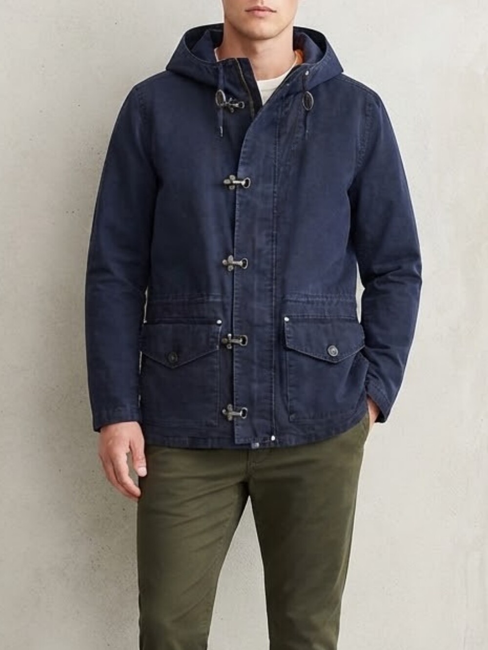 J.Crew Vintage Field Men's Navy Hooded Toggle Jacket Size Large